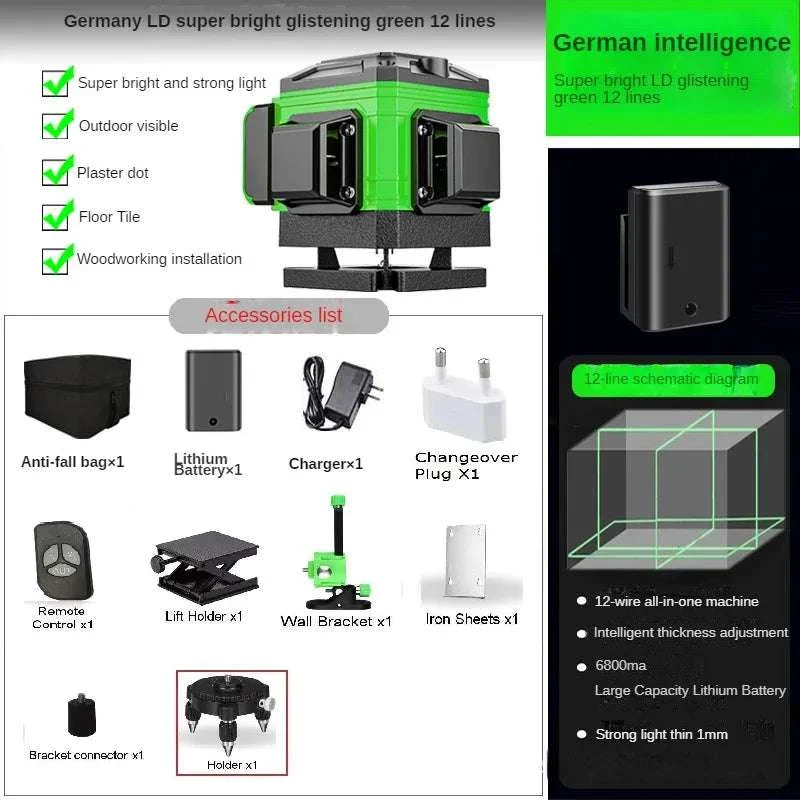 8/12/16 Lines Laser Level with Self-Leveling Tripod - Image 12