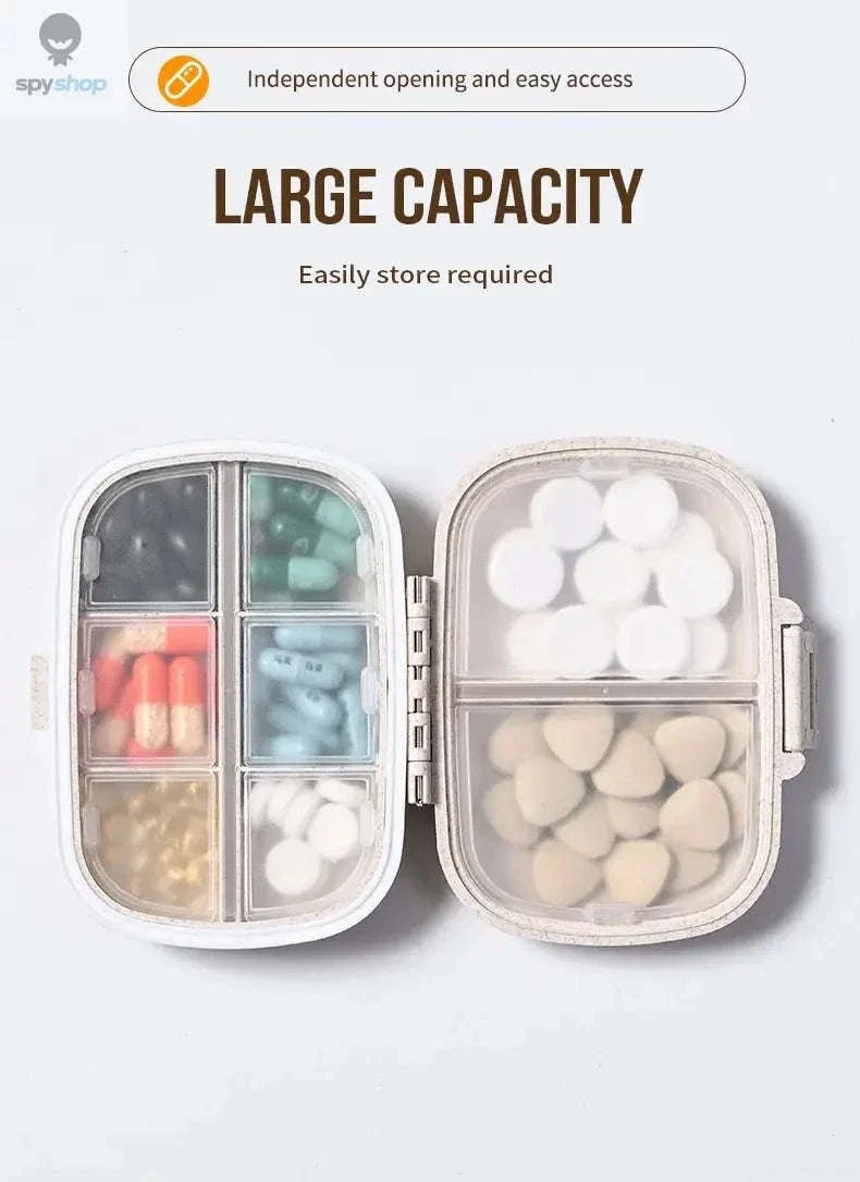 Wheat Straw 8-Grid Pill Organizer for Daily Medication - Image 10