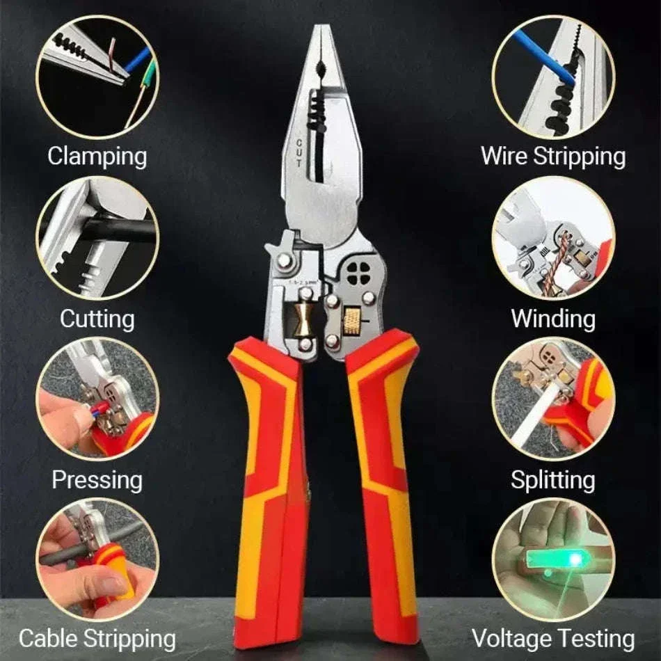 8-in-1 Multi-Function Wire Stripper, Cutter & Crimping Pliers Tool
