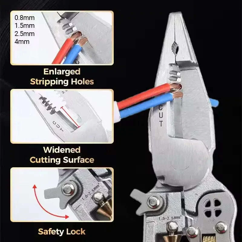8-in-1 Multi-Function Wire Stripper, Cutter & Crimping Pliers Tool - Image 6