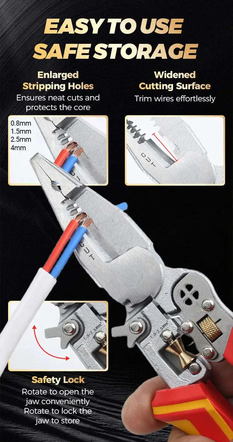 8-in-1 Multi-Function Wire Stripper, Cutter & Crimping Pliers Tool - Image 9