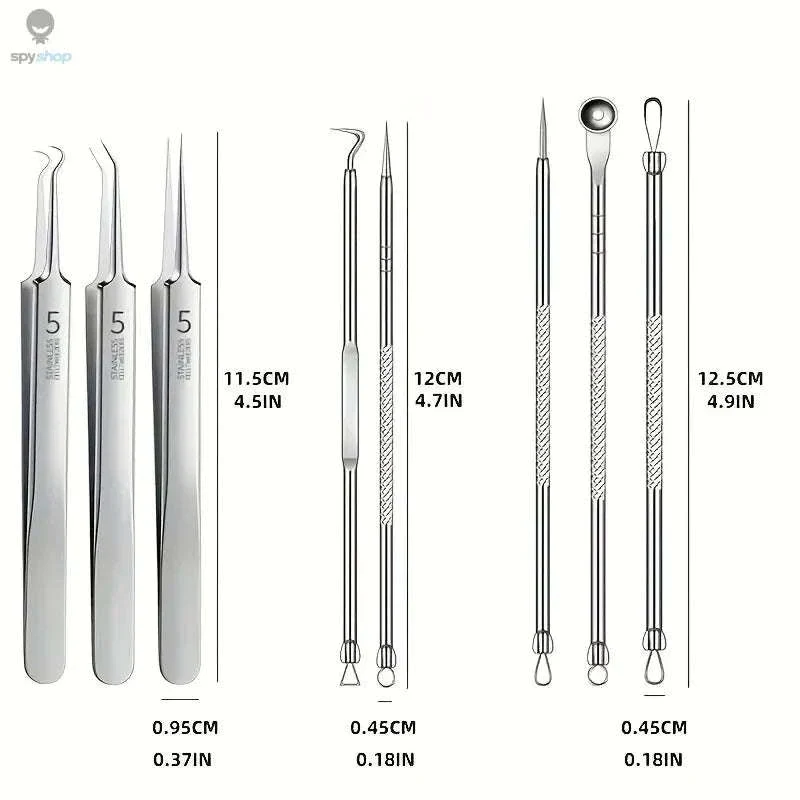 8-Piece Blackhead Remover Kit Stainless Steel Acne Tools - Image 2