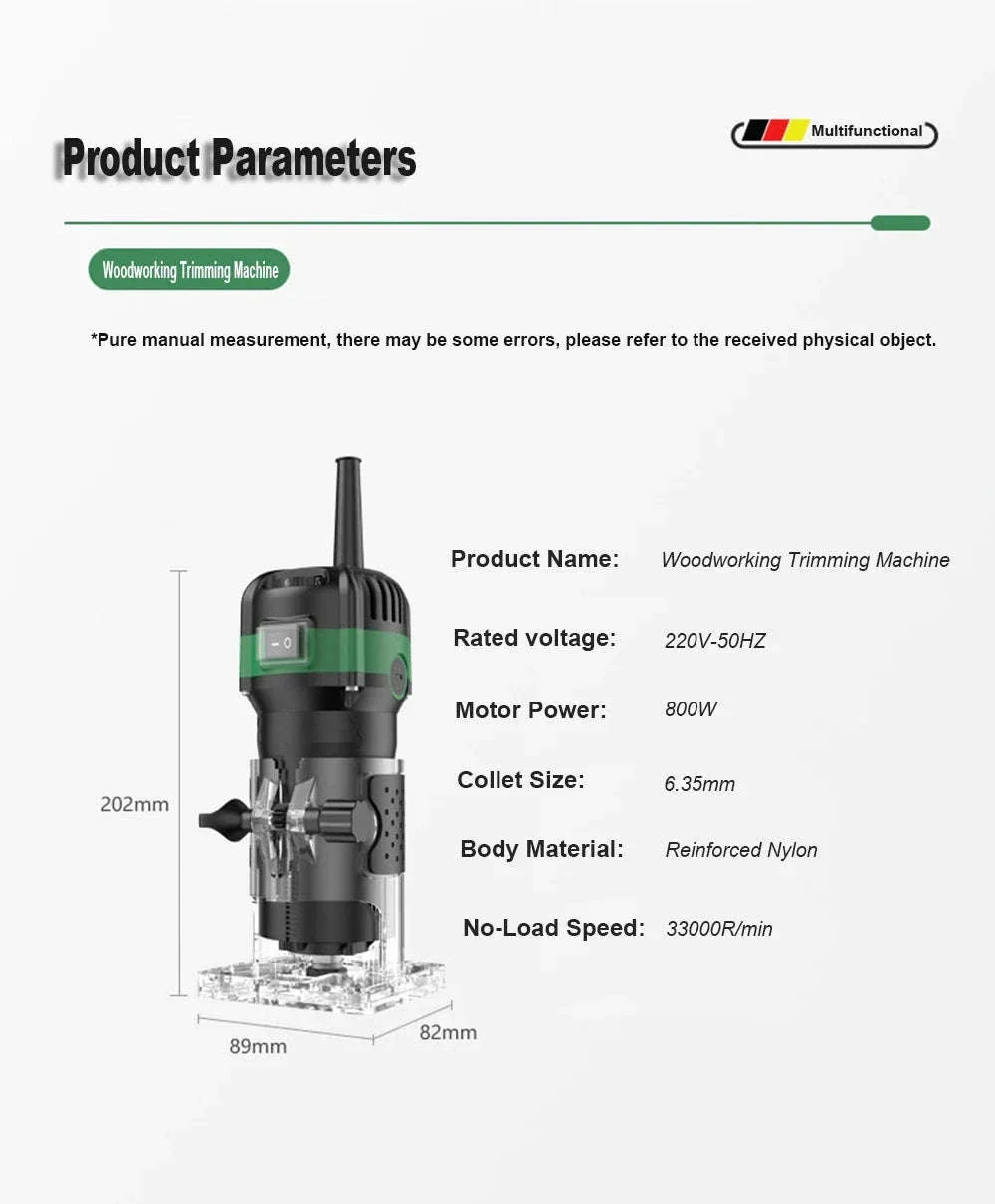 800W 6-Speed Electric Wood Edge Router Trimmer - Image 25