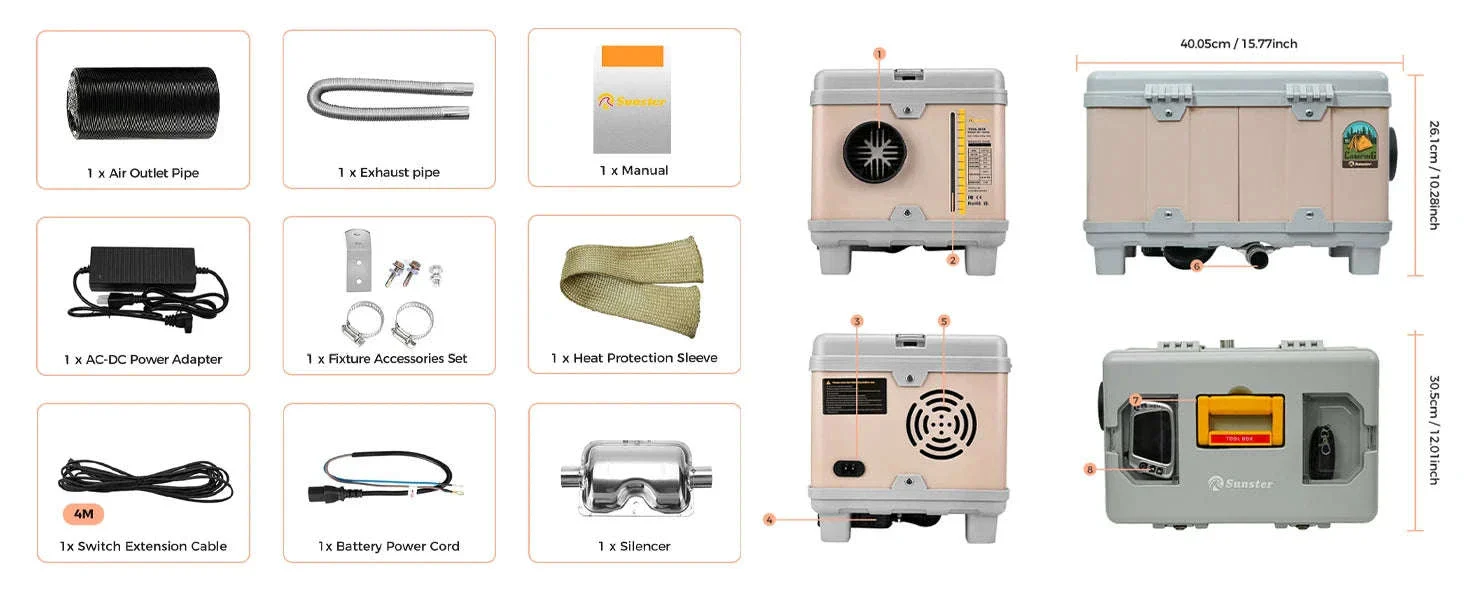 8KW Diesel Air Heater with Bluetooth App, Remote Control and 6L Tank - Image 25