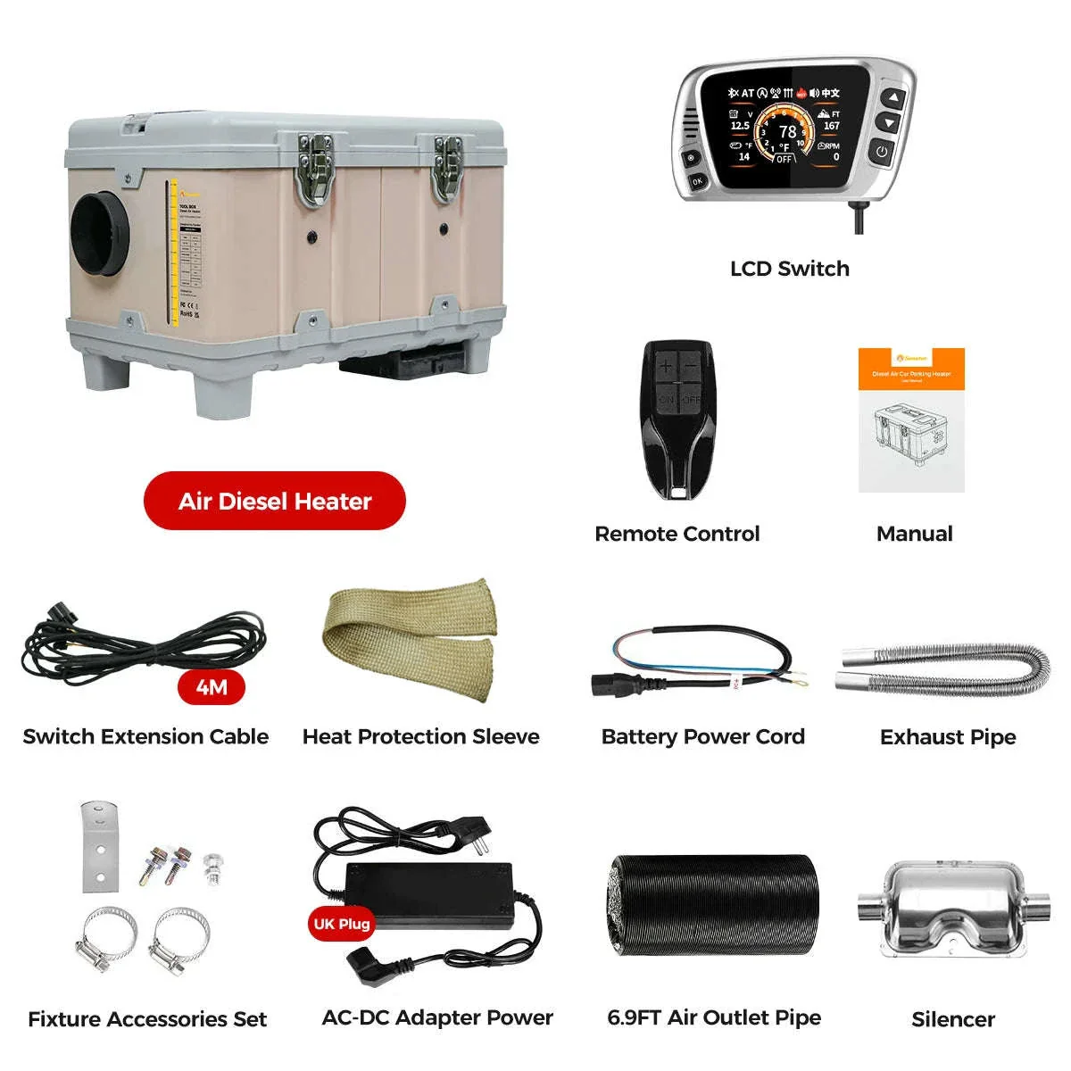 8KW Diesel Air Heater with Bluetooth App, Remote Control and 6L Tank - Image 26