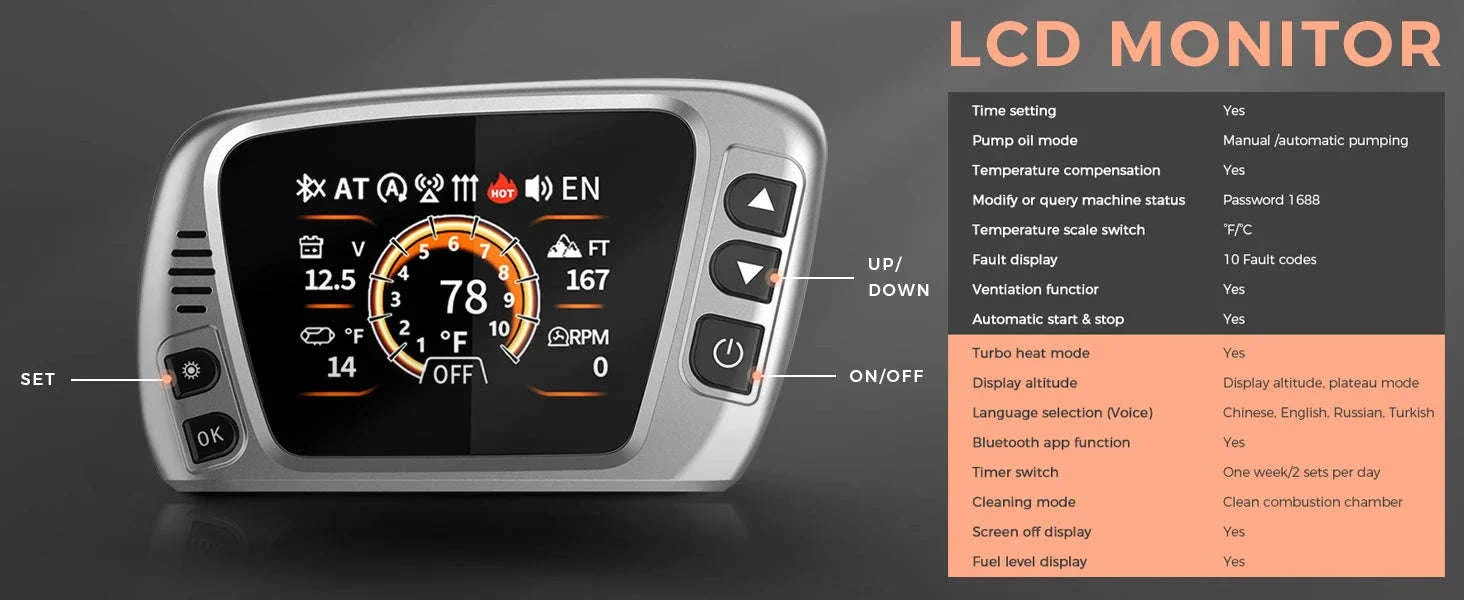 8KW Diesel Air Heater with Bluetooth App, Remote Control and 6L Tank - Image 8
