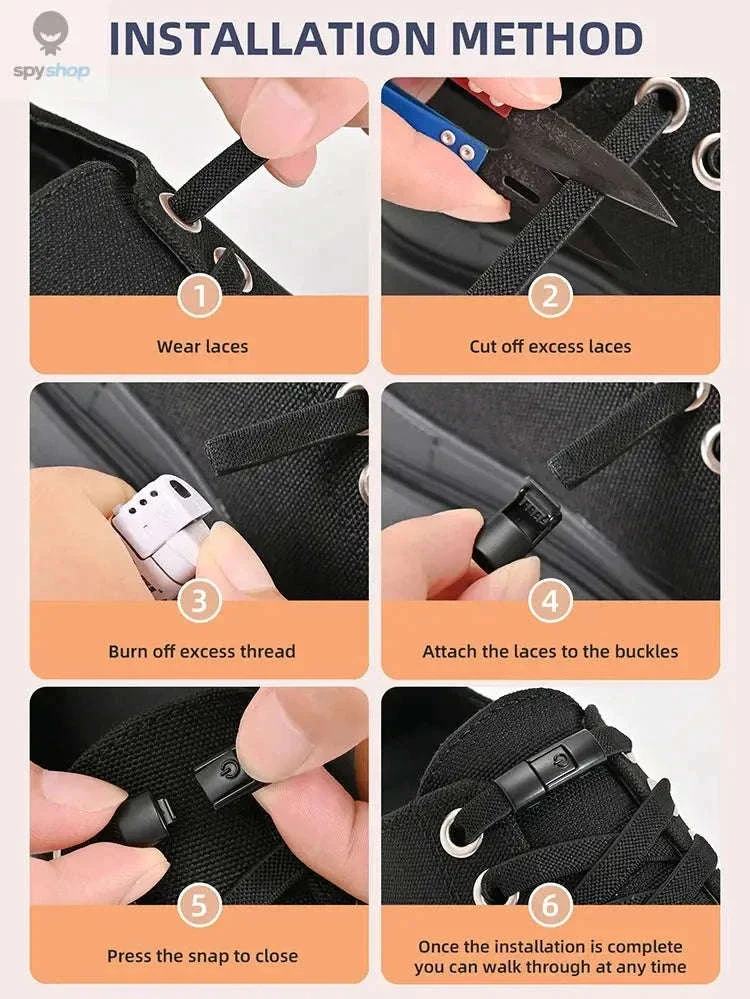 No-Tie Press Lock Elastic Shoelaces, 8mm Flat Laces - Image 12