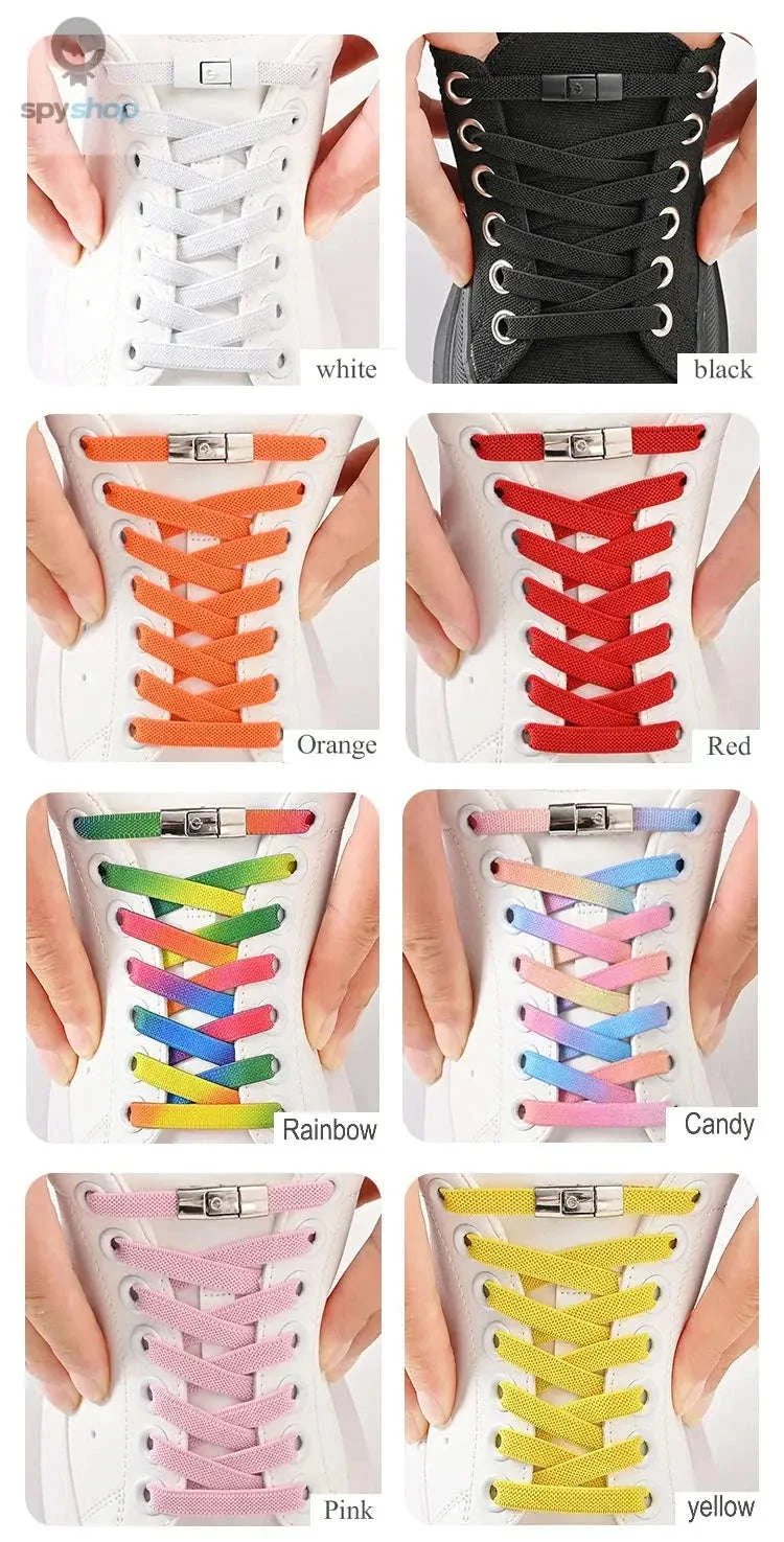 No-Tie Press Lock Elastic Shoelaces, 8mm Flat Laces - Image 13