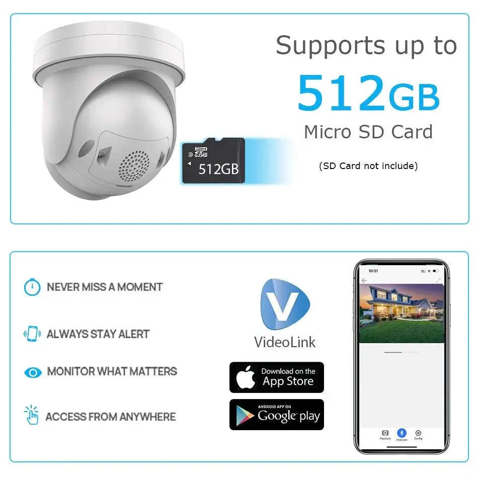 8MP ColorVu PTZ Security Camera with 5X Zoom and Audio - Image 5