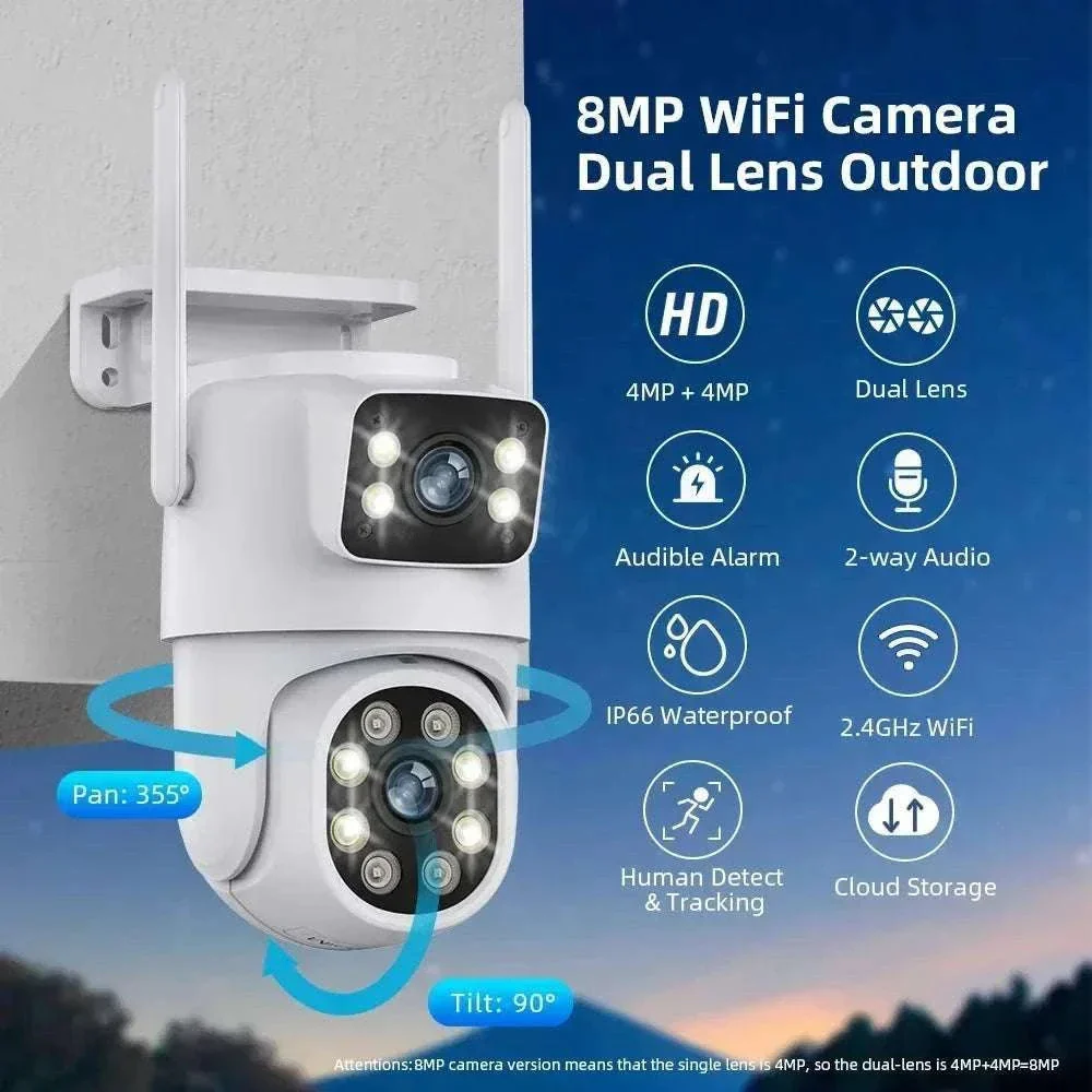 Dual Lens 8MP WiFi PTZ Security Camera with Auto Tracking - Image 7