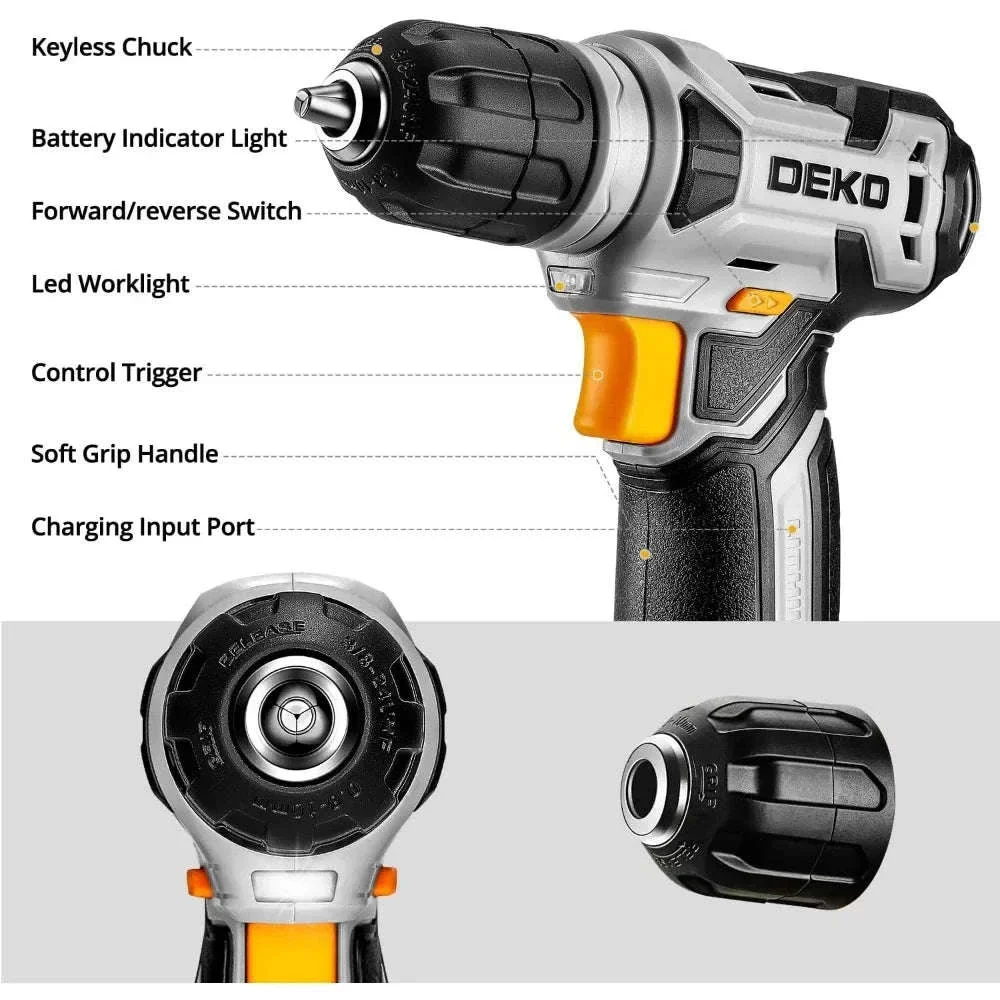 8V Cordless Drill Tool Kit 126-Piece Home Repair Set - Image 4