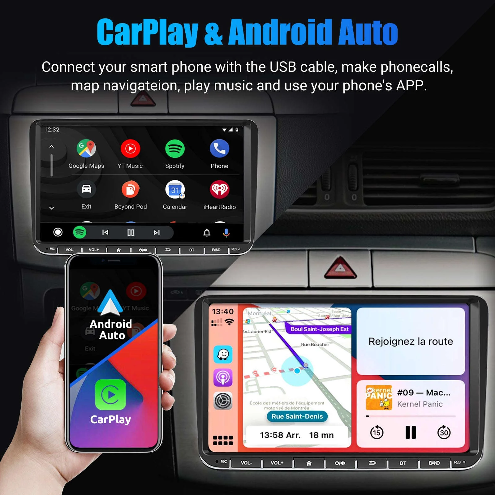 9" Android 14 Wireless CarPlay Car Stereo for VW Models - Image 15