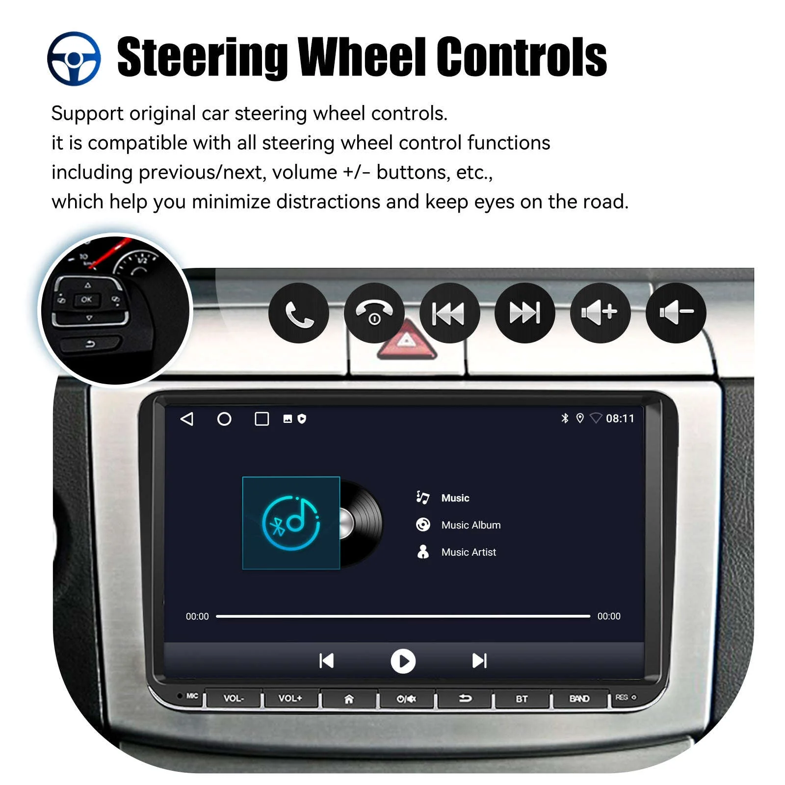 9" Android 14 Wireless CarPlay Car Stereo for VW Models - Image 20