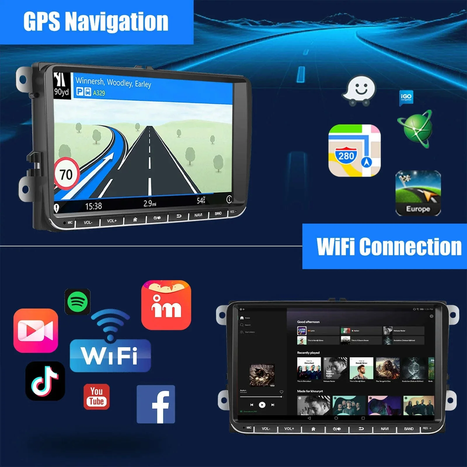 9" Android 14 Wireless CarPlay Car Stereo for VW Models - Image 3