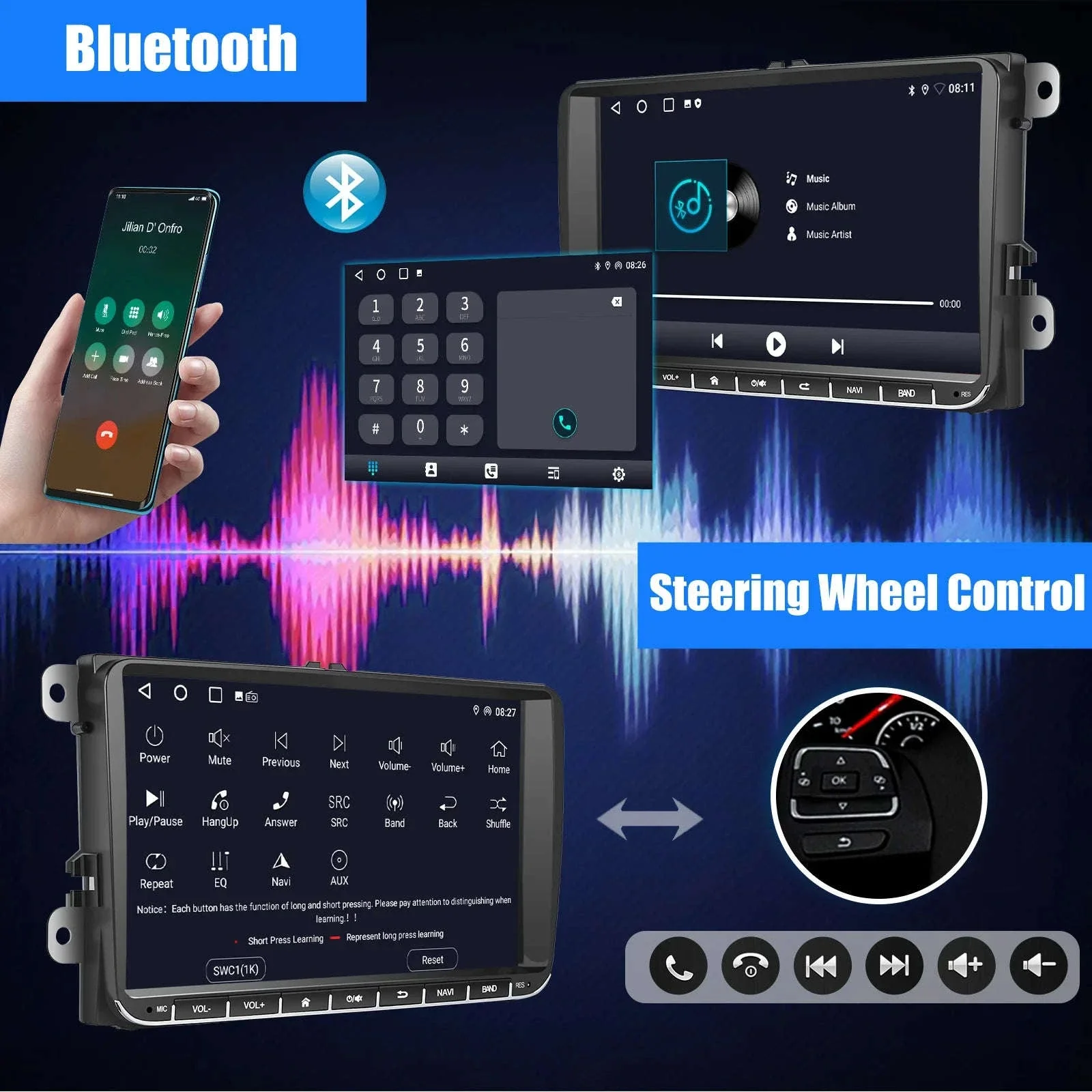 9" Android 14 Wireless CarPlay Car Stereo for VW Models - Image 4