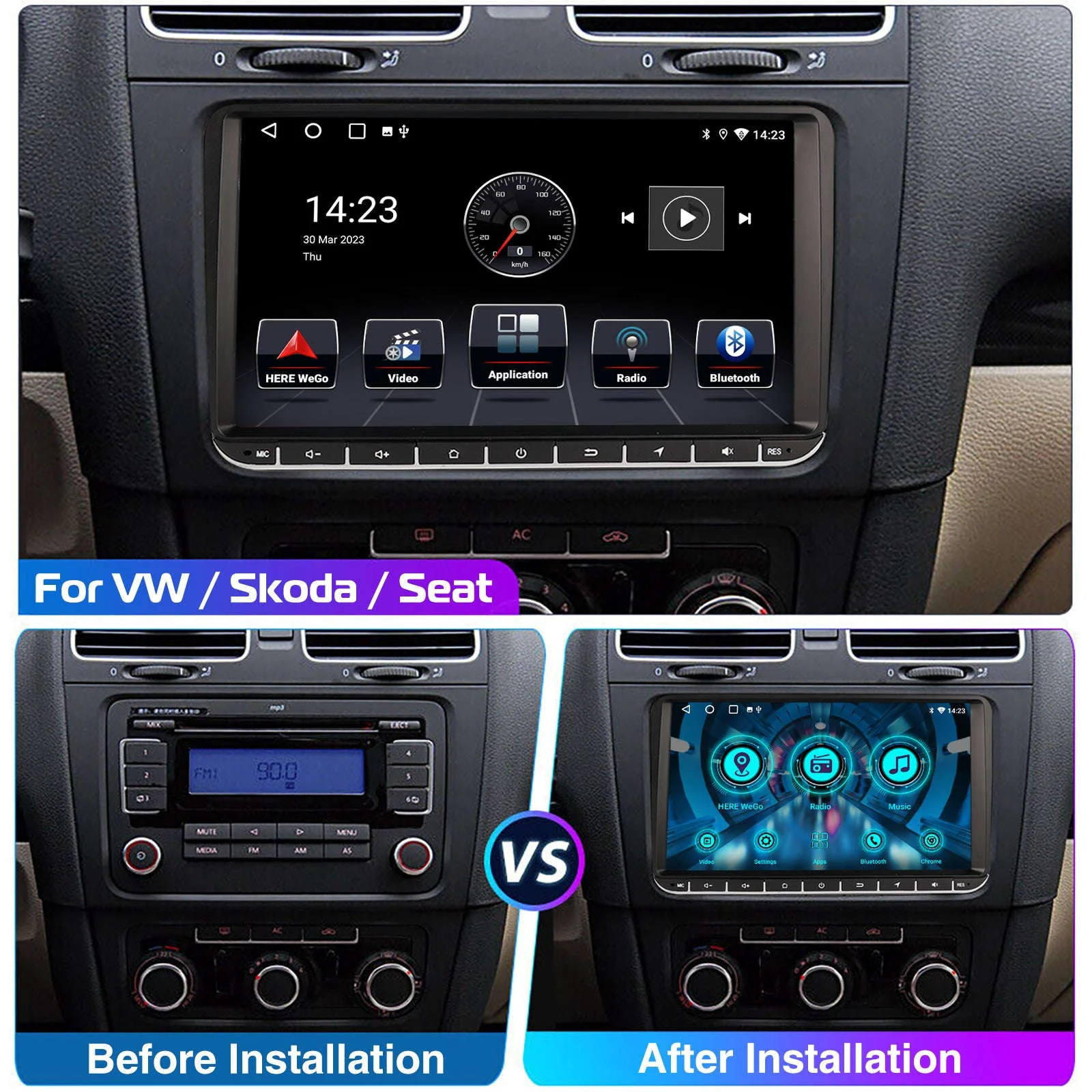9" Android 14 Wireless CarPlay Car Stereo for VW Models - Image 9