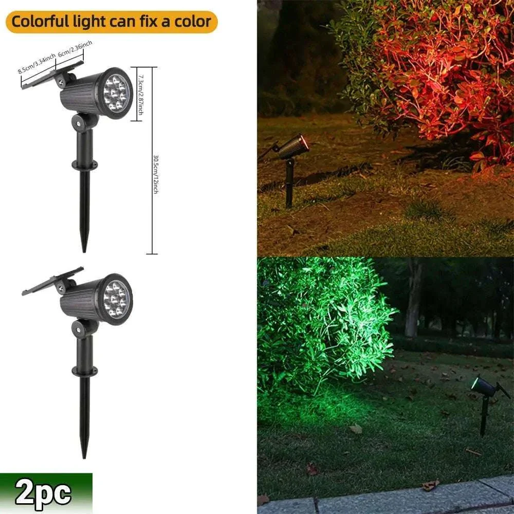 9 LED Solar Spot Lights Outdoor RGB Waterproof Landscape - Image 23