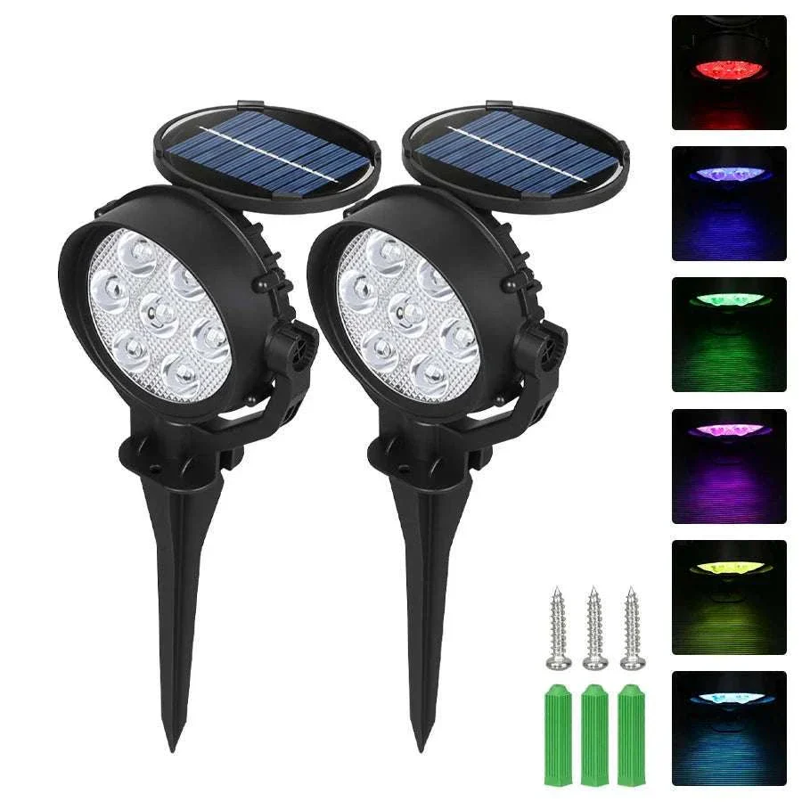 9 LED Solar Spot Lights Outdoor RGB Waterproof Landscape - Image 30