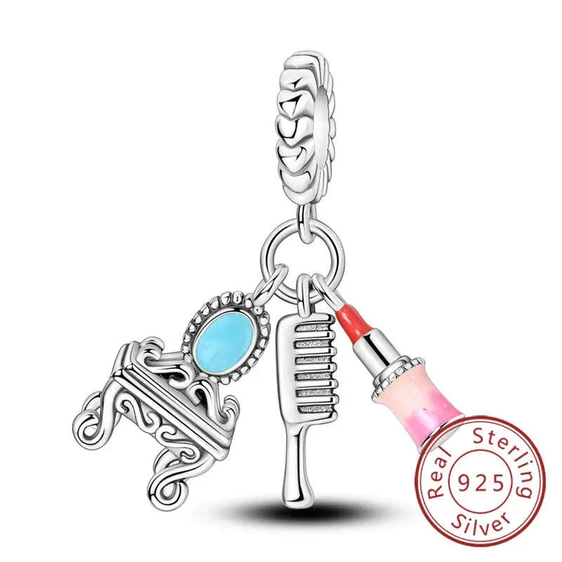 925 Sterling Silver Pink Bow Perfume Bottle Charm Bead - Image 14