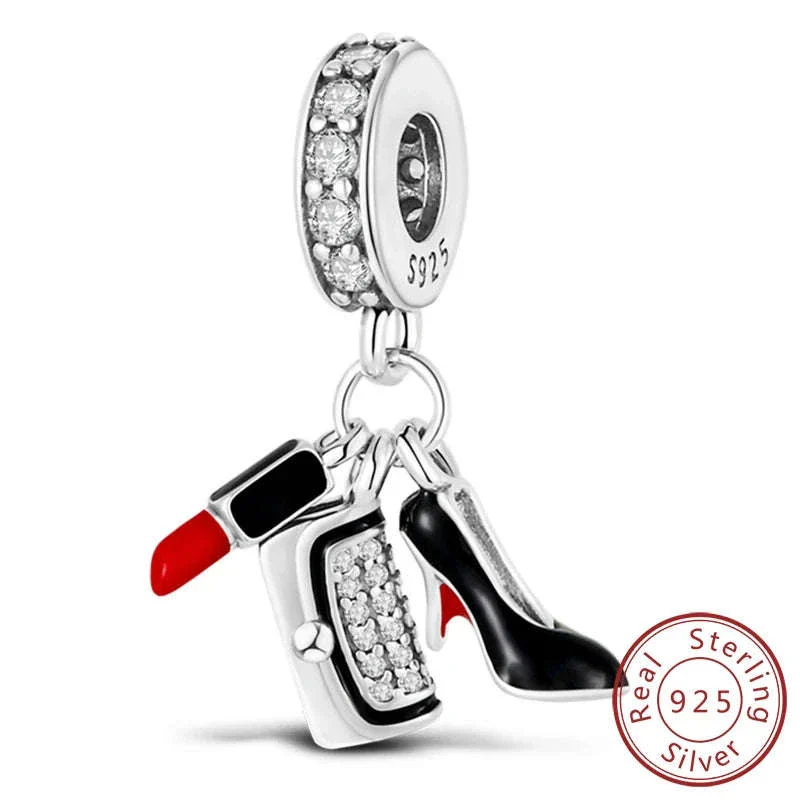 925 Sterling Silver Pink Bow Perfume Bottle Charm Bead - Image 16