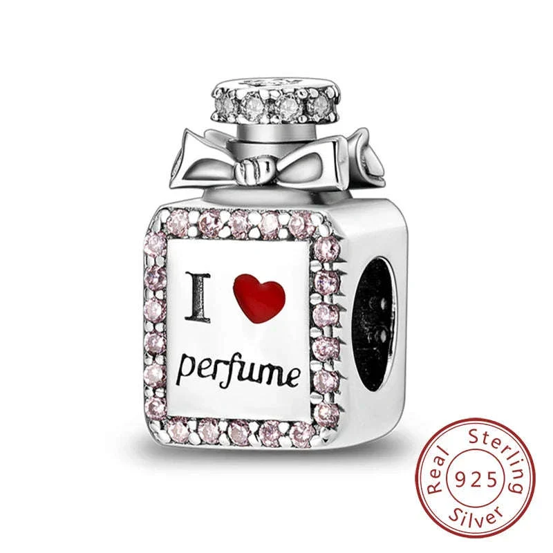925 Sterling Silver Pink Bow Perfume Bottle Charm Bead - Image 26