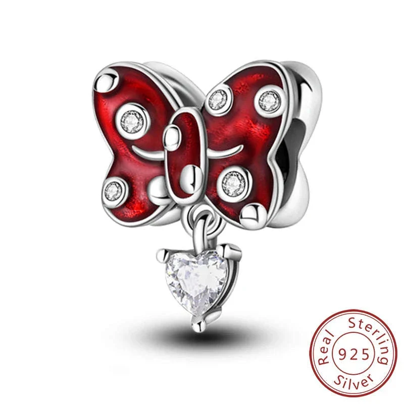 925 Sterling Silver Pink Bow Perfume Bottle Charm Bead - Image 33