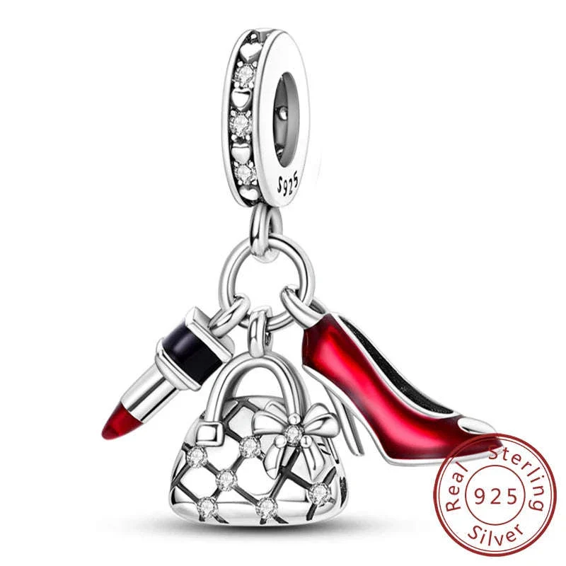 925 Sterling Silver Pink Bow Perfume Bottle Charm Bead - Image 38