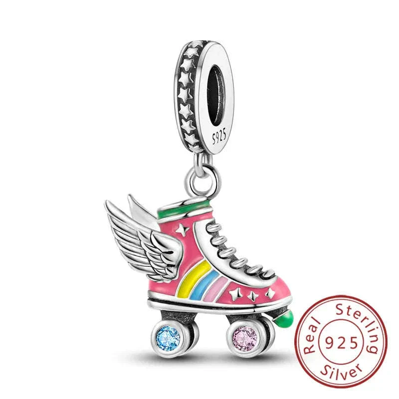 925 Sterling Silver Pink Bow Perfume Bottle Charm Bead - Image 46