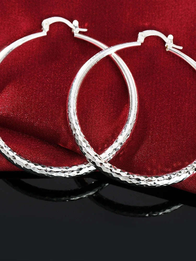 925 Sterling Silver Hoop Earrings, 5 cm Classic Circle Style - Image 4