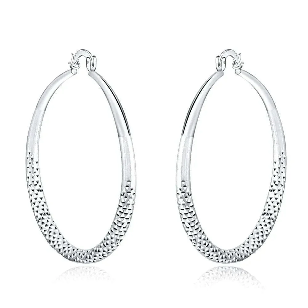 925 Sterling Silver Hoop Earrings, 5 cm Classic Circle Style - Image 7