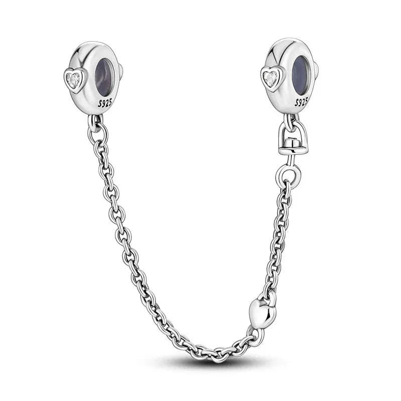 925 Sterling Silver Safety Chain Charm Bead Set - Image 11