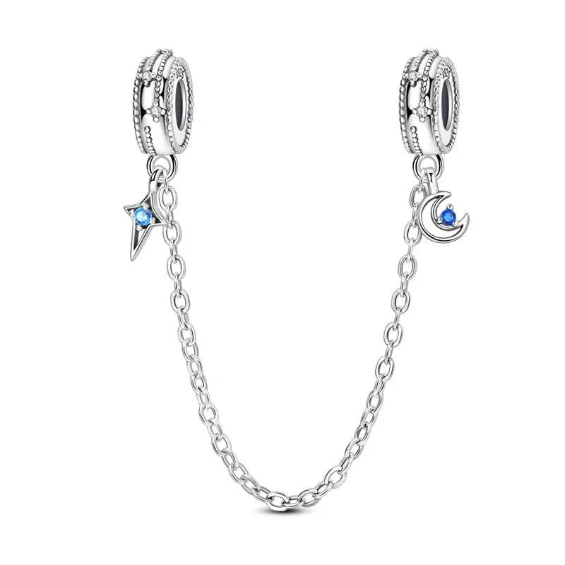 925 Sterling Silver Safety Chain Charm Bead Set - Image 14