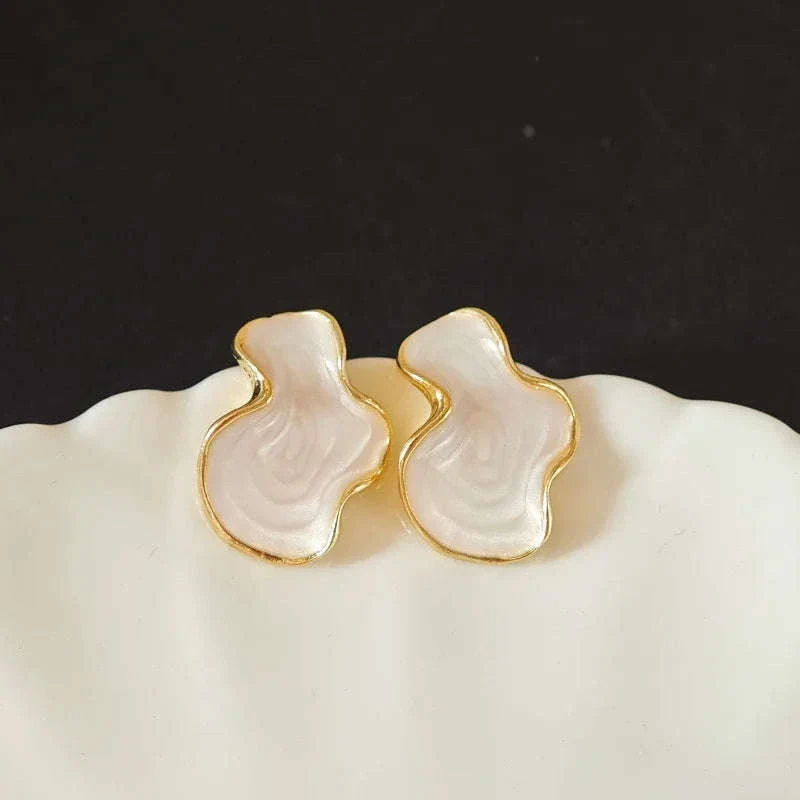 Alien Cloud Earrings – Abstract White Studs for Women - Image 3