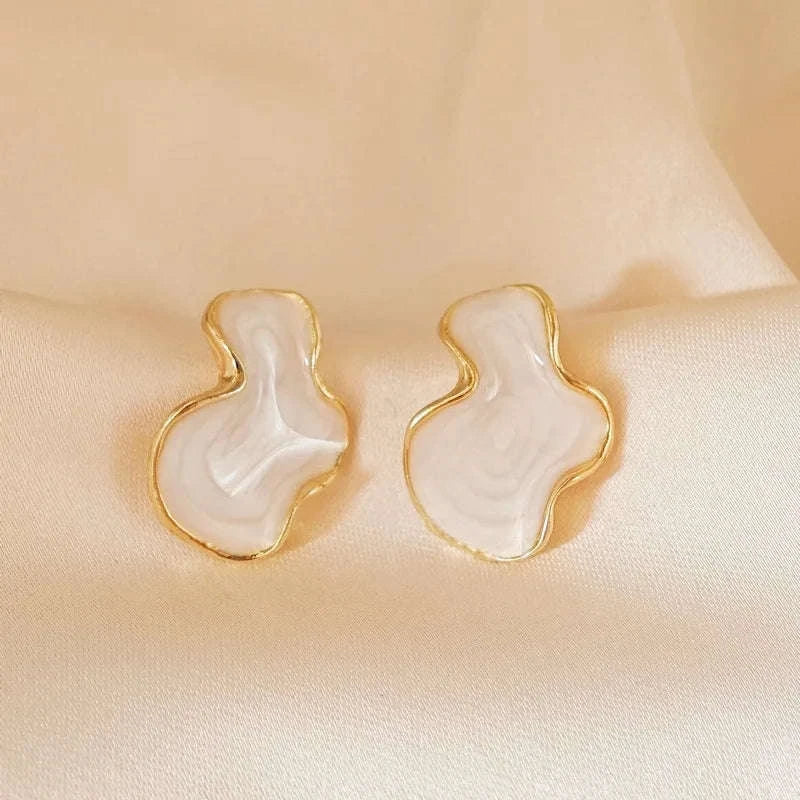 Alien Cloud Earrings – Abstract White Studs for Women - Image 9