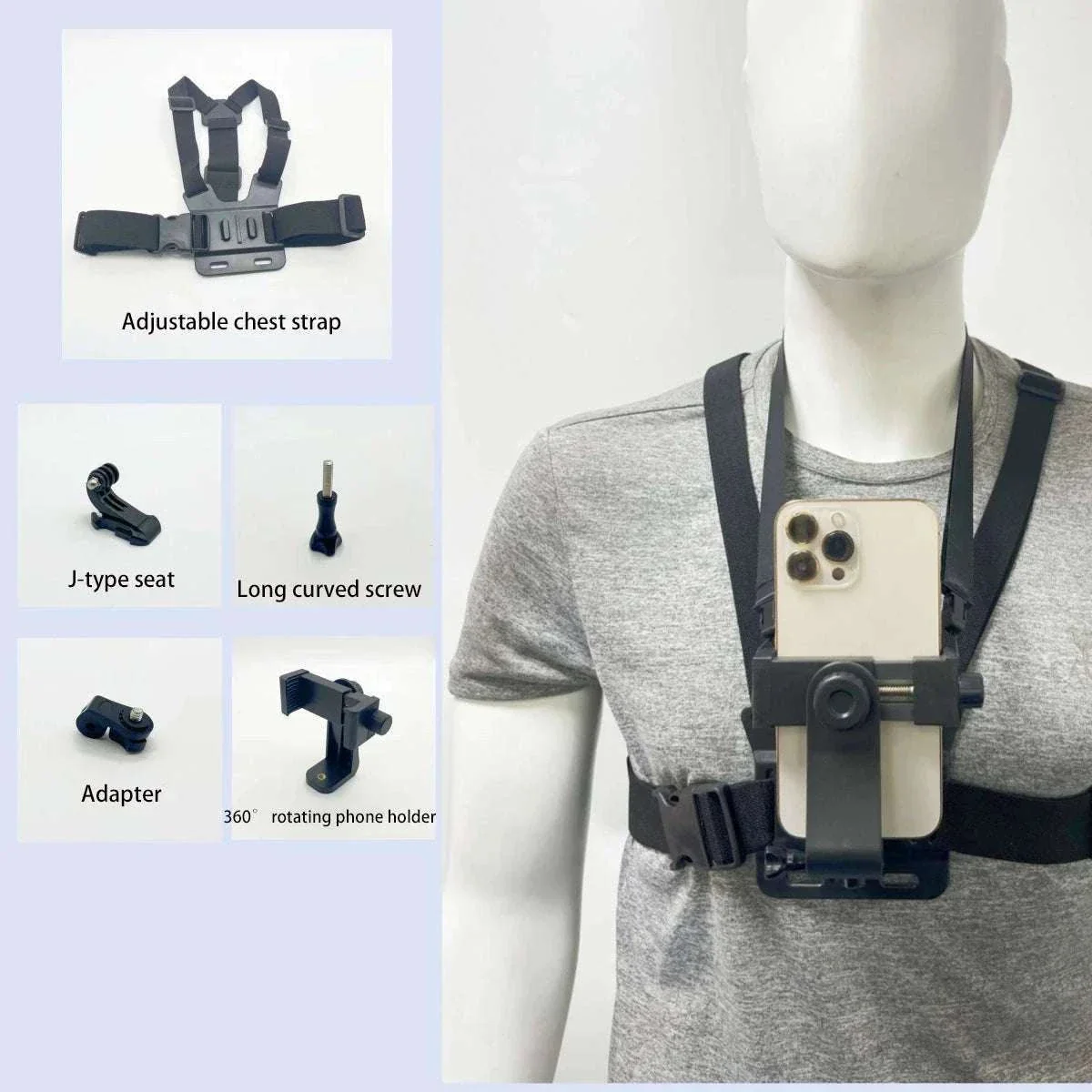 Adjustable Action Camera Chest Strap Mount for POV Footage - Image 14