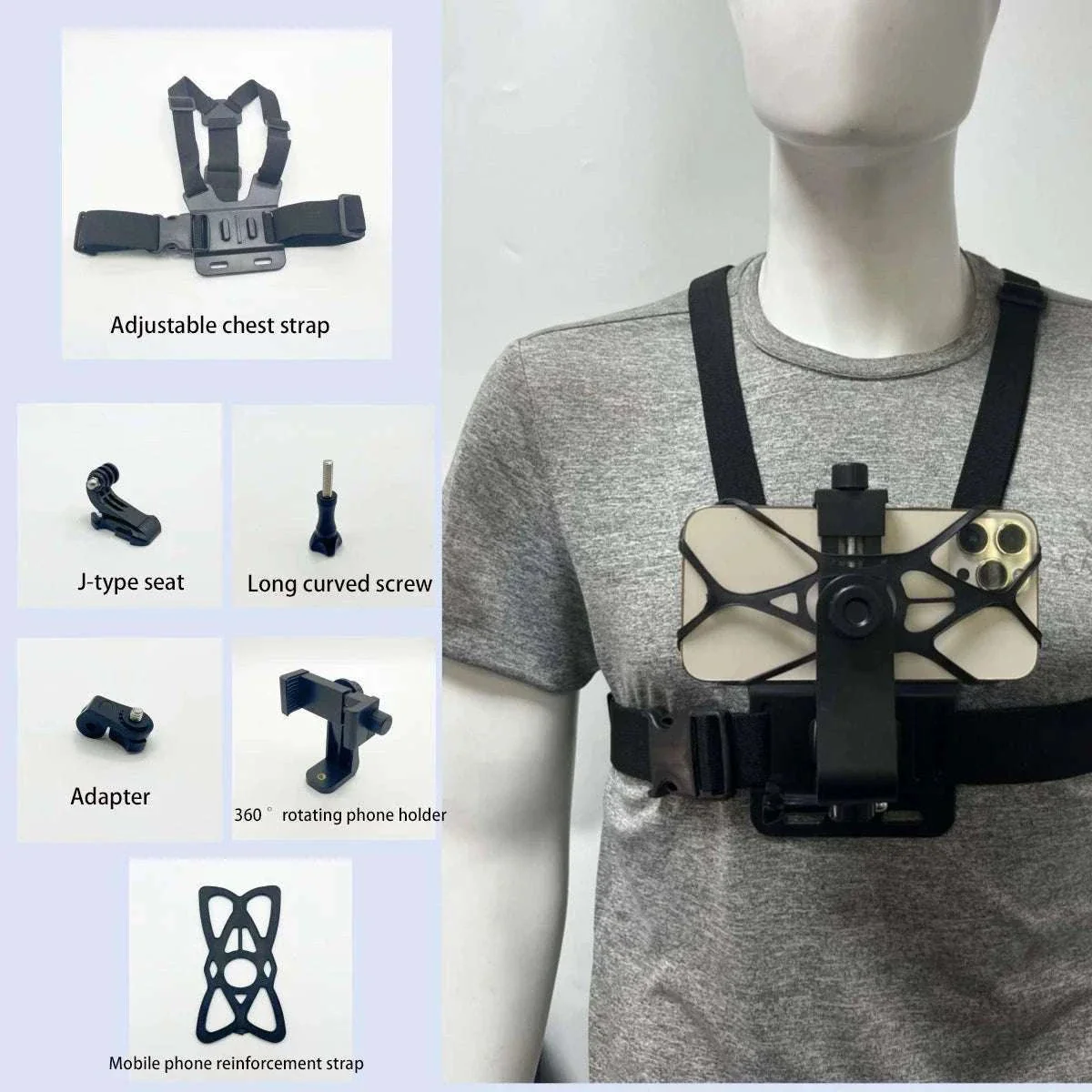Adjustable Action Camera Chest Strap Mount for POV Footage - Image 8
