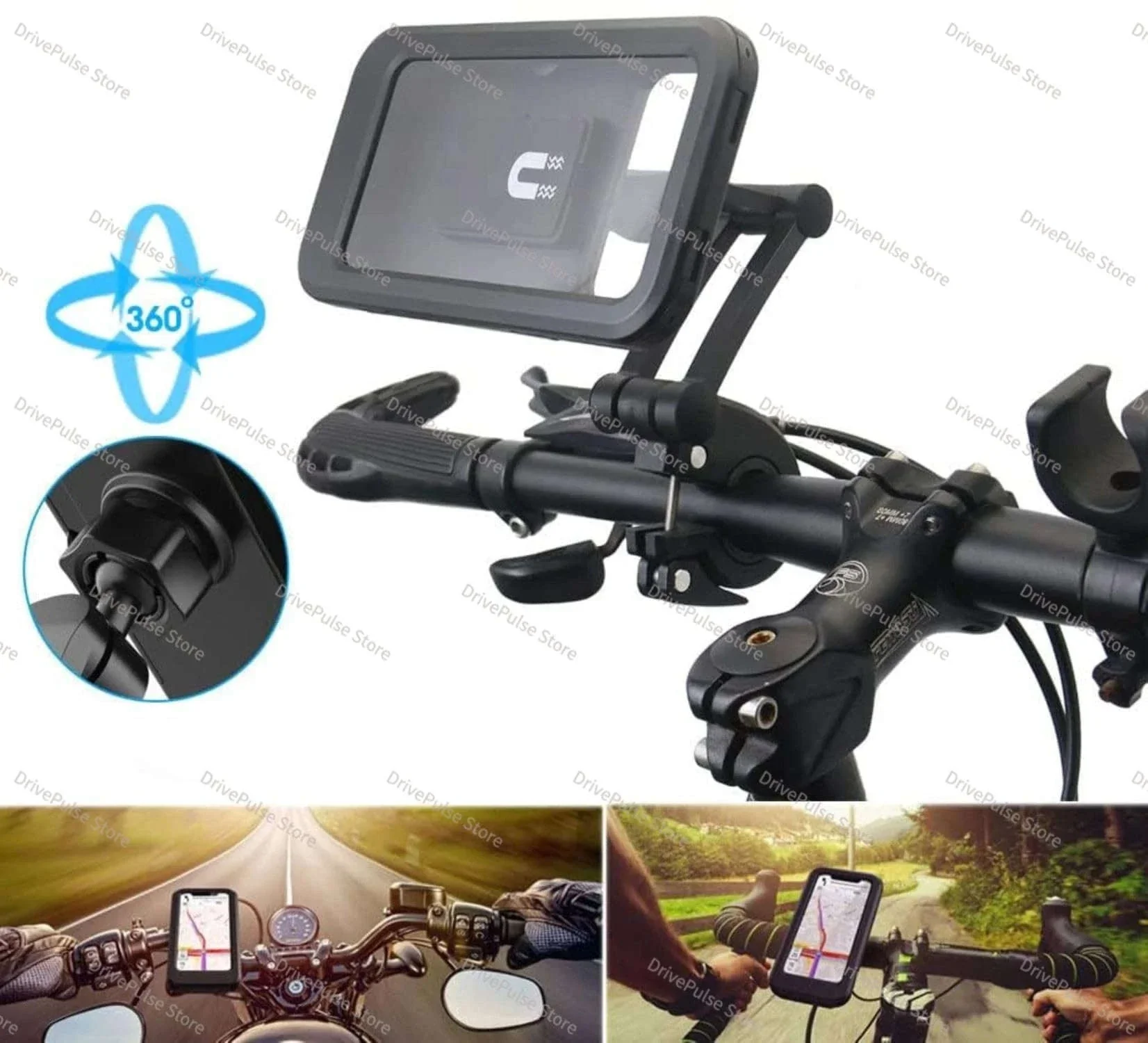 Adjustable Motorcycle Phone Mount with Waterproof Protection - Image 3