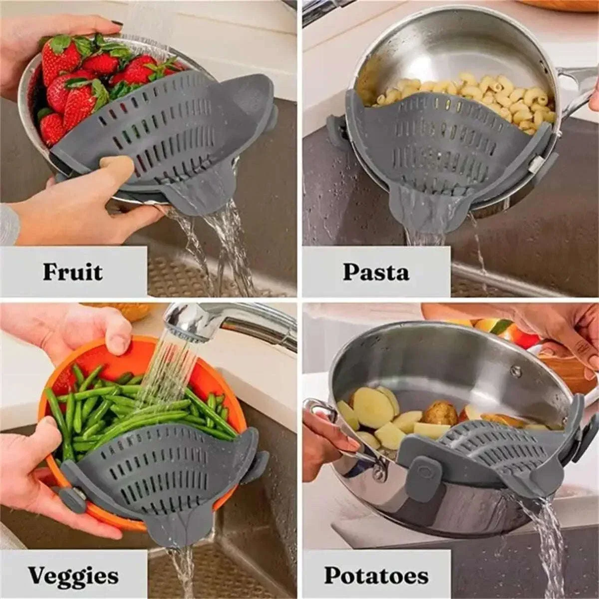 Adjustable Silicone Clip-On Strainer for Faster, Safer Draining - Image 2