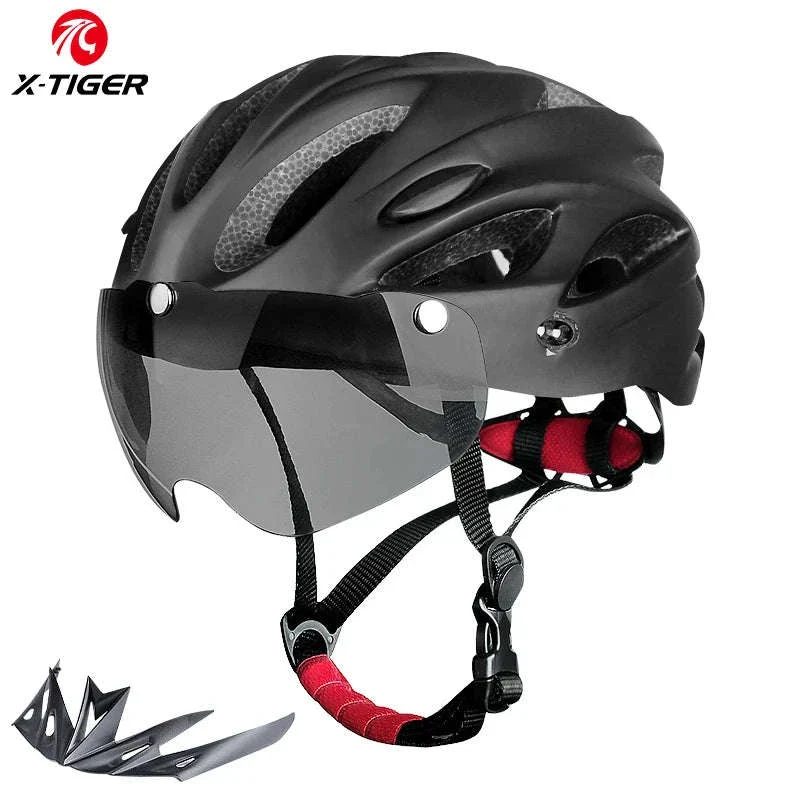 LED Bike Helmet with Rear Light, Goggles, and Adjustable Fit - Image 10