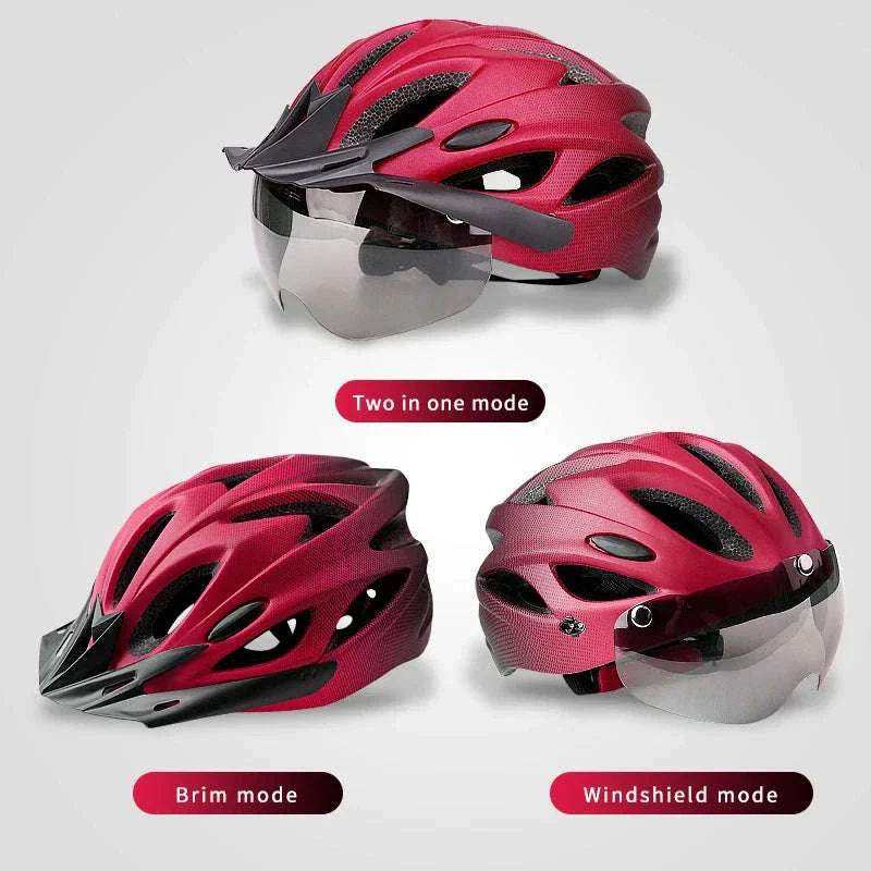 LED Bike Helmet with Rear Light, Goggles, and Adjustable Fit - Image 6