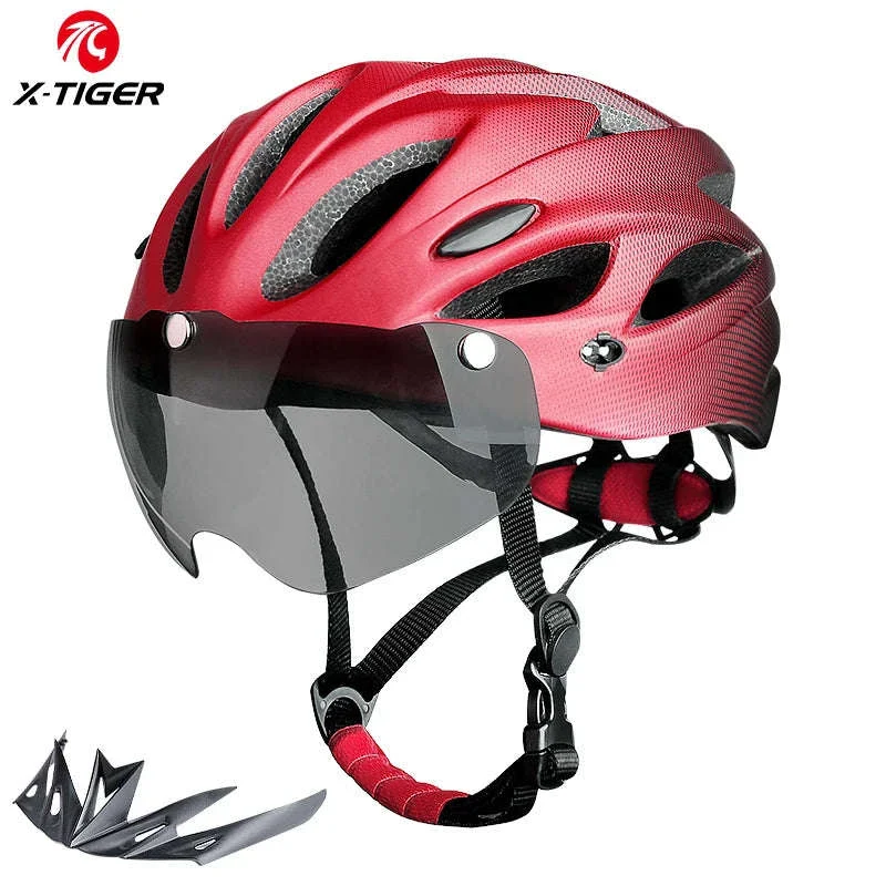 LED Bike Helmet with Rear Light, Goggles, and Adjustable Fit - Image 7
