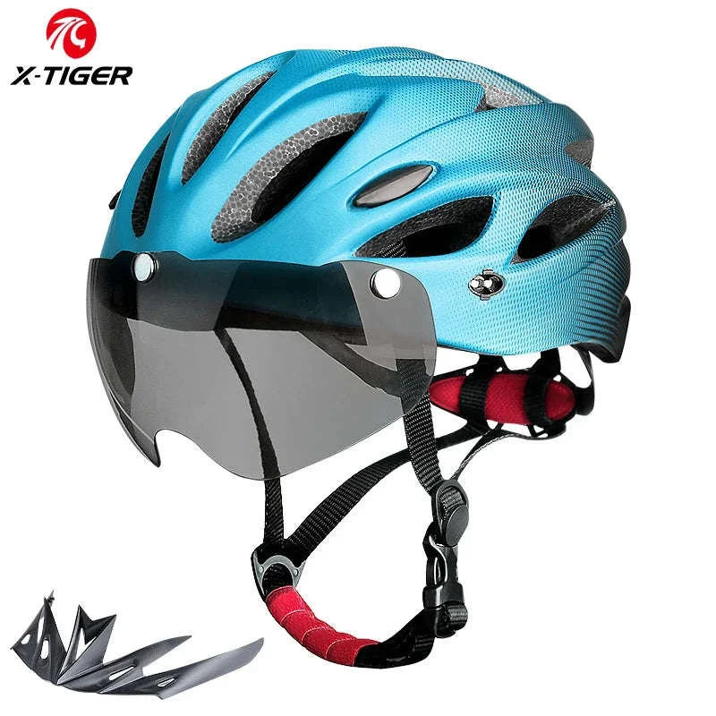 LED Bike Helmet with Rear Light, Goggles, and Adjustable Fit - Image 8