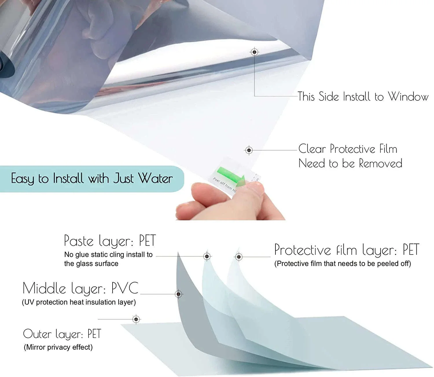 One Way Window Film Mirror Effect Tint for Daytime Privacy - Image 6