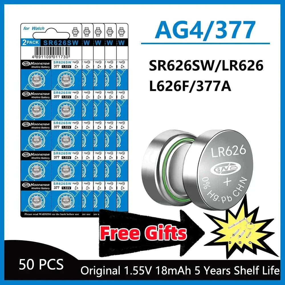 AG4 LR626 377 Button Cell Batteries 1.55V for Watches Toys (50/100PCS) - Image 17