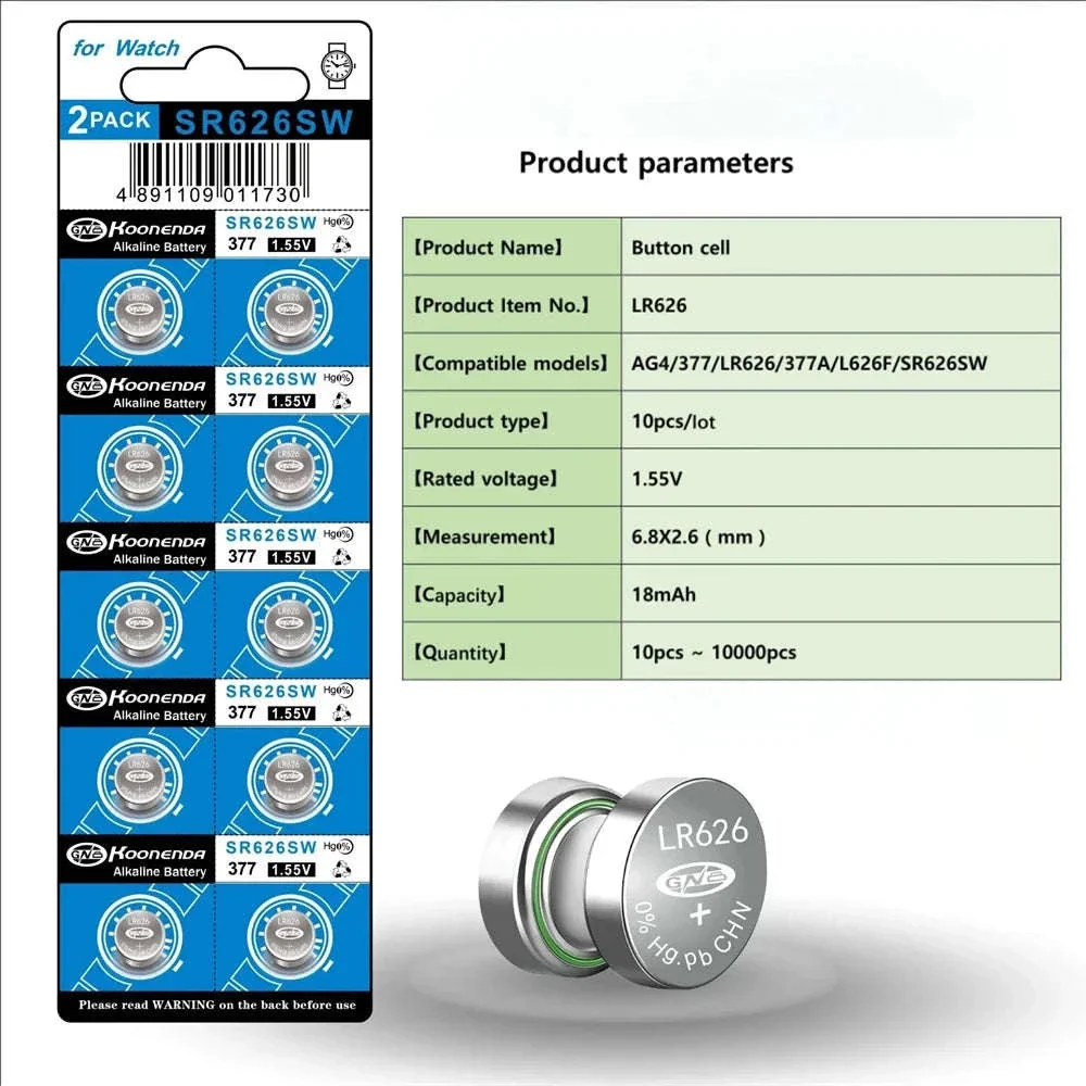 AG4 LR626 377 Button Cell Batteries 1.55V for Watches Toys (50/100PCS) - Image 9