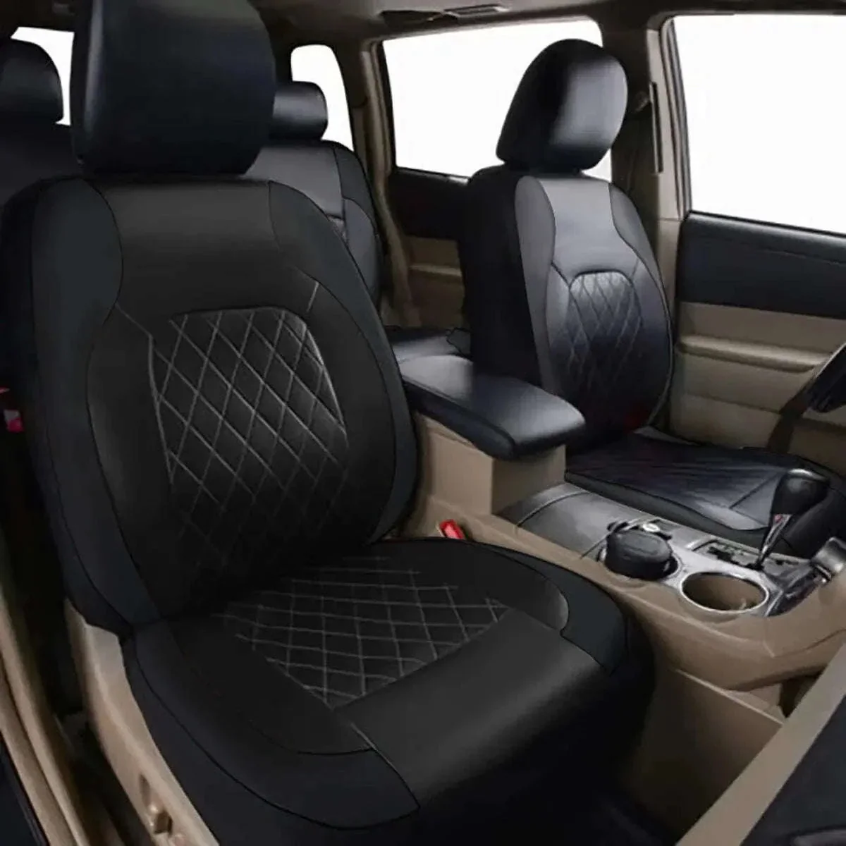 All-Season Quilted PU Leather Car Seat Cover Set - Image 3