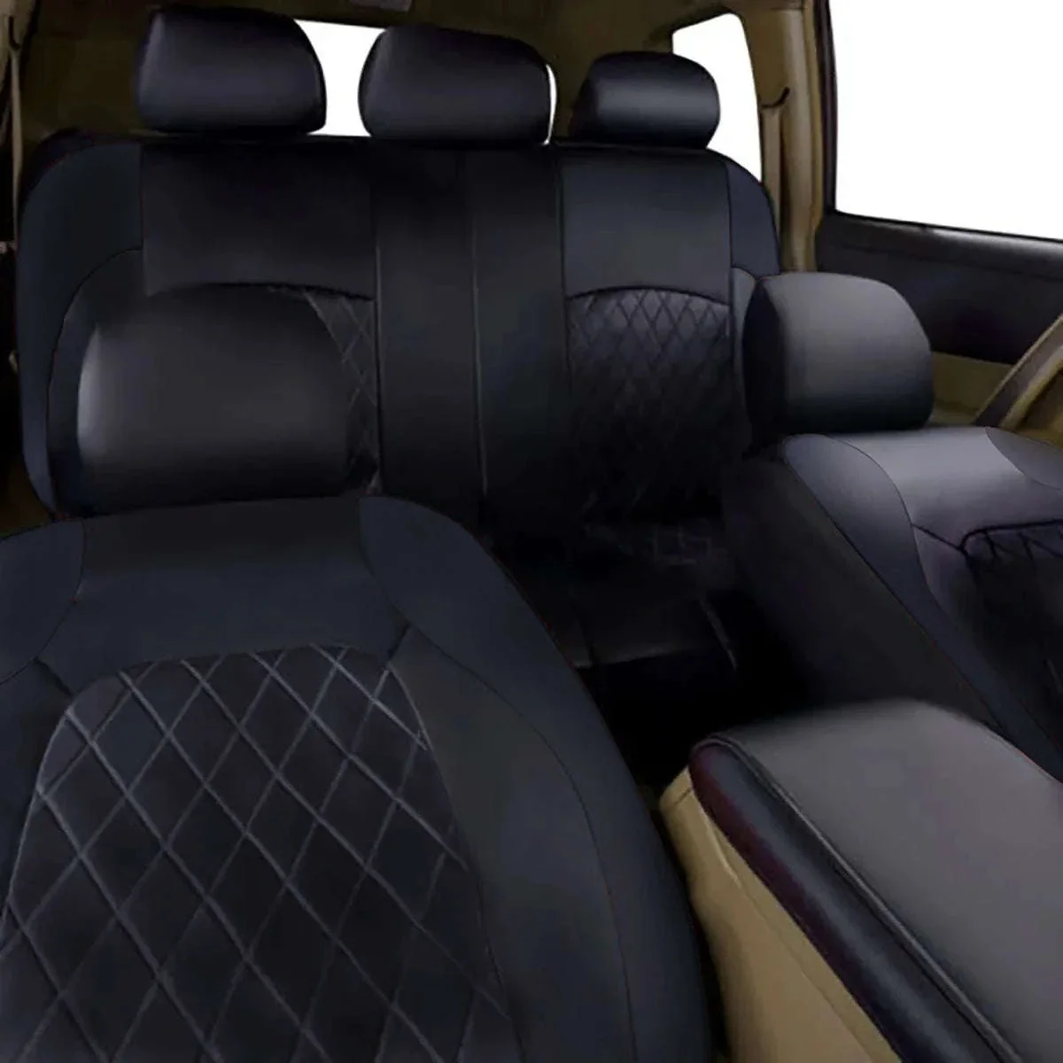 All-Season Quilted PU Leather Car Seat Cover Set - Image 4