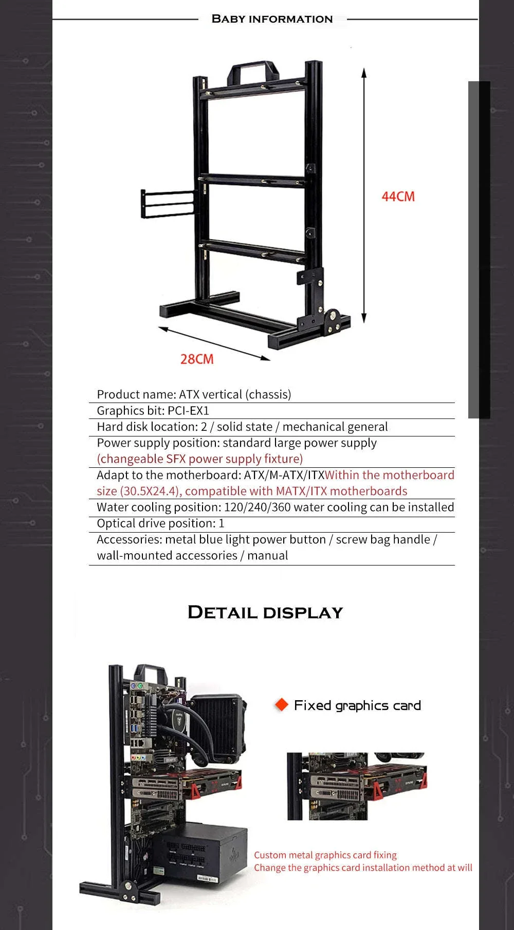 Open Frame Aluminum PC Case for ITX/MATX/ATX Builds - Image 9