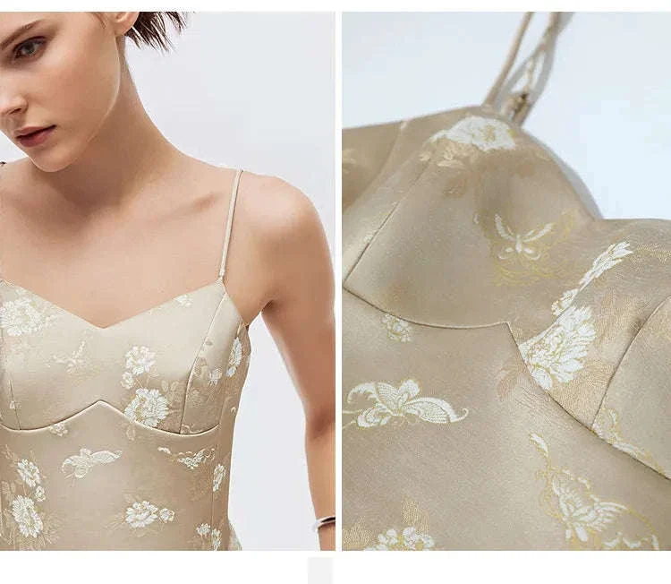Amii Jacquard Floral Sling Vest Waist-Cinching Sleeveless Top - Image 12