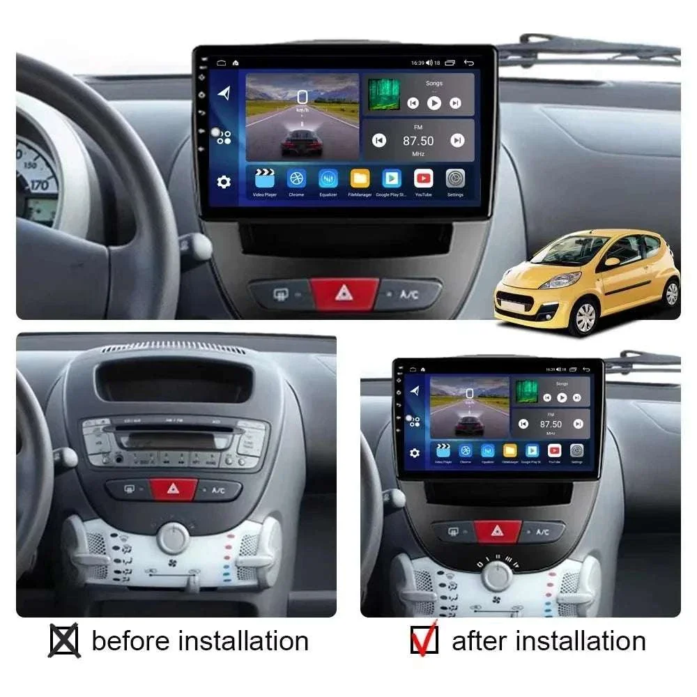 Android CarPlay Radio 10.1" for Peugeot 107 Aygo C1 2005–2014 - Image 2